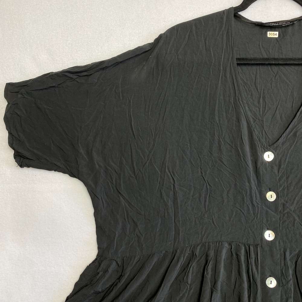 ZARA Dress Womens Medium Black Short Sleeve Premium Denim Boho Oversized - Picture 7 of 12